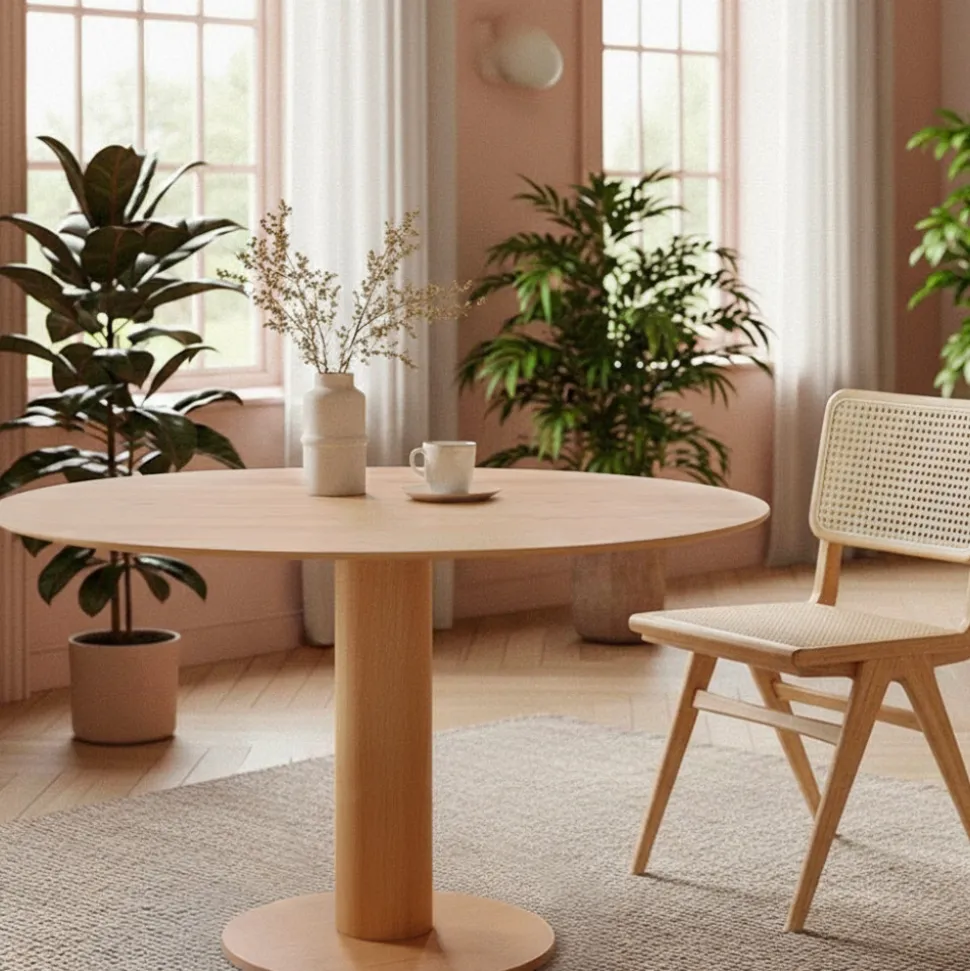 LISA Table à manger 4 personnes ronde en bois ø120cm