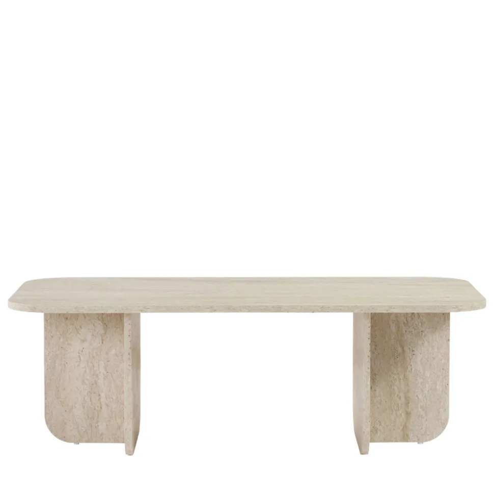 LISON Table basse rectangulaire effet travertin 120x60cm