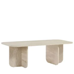 LISON Table basse rectangulaire effet travertin 120x60cm
