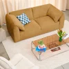 LOGAN Canapé 3 places accoudoirs relevables avec tablette en tissu chenille