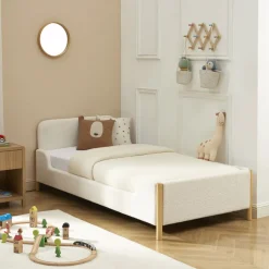 LOIS Lit enfant en tissu bouclette 90x190cm