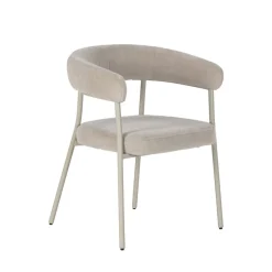 LORA Lot de 2 fauteuils de table en tissu et métal