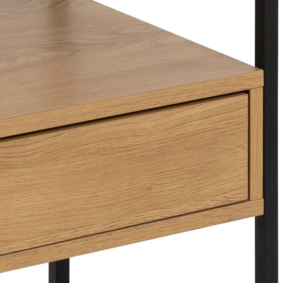 LUMA Table de chevet 1 tiroir en verre, bois et métal