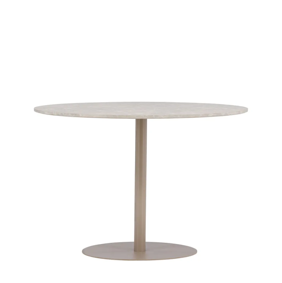 LYCKE Table à manger 4 personnes ronde en effet marbre et métal