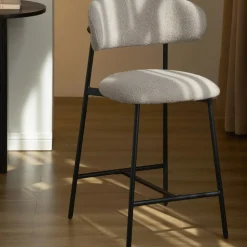 MANEL Lot de 2 tabourets de bar en tissu et métal H66cm