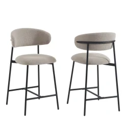 MANEL Lot de 2 tabourets de bar en tissu et métal H66cm