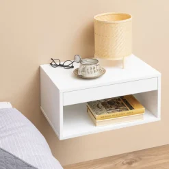 MANO Table de chevet murale 1 niche, 1 tiroir en bois