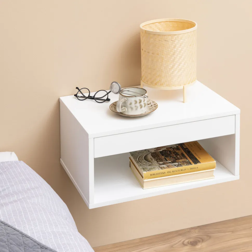 MANO Table de chevet murale 1 niche, 1 tiroir en bois
