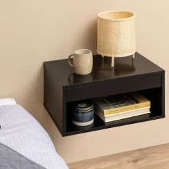 MANO Table de chevet murale 1 niche, 1 tiroir en bois