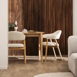 MARINA Lot de 2 fauteuils de table en tissu et bois