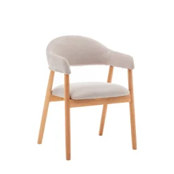 MARINA Lot de 2 fauteuils de table en tissu et bois