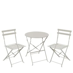 MARSEILLE Ensemble table de jardin pliante ronde bistrot et 2 chaises en métal