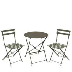 MARSEILLE Ensemble table de jardin pliante ronde bistrot et 2 chaises en métal