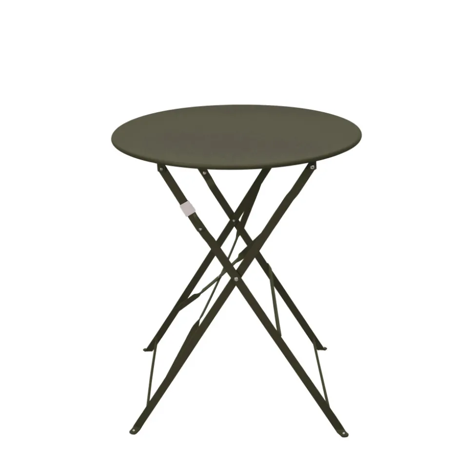 MARSEILLE Ensemble table de jardin pliante ronde bistrot et 2 chaises en métal