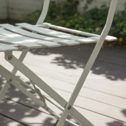 MARSEILLE Ensemble table de jardin pliante ronde bistrot et 2 chaises en métal