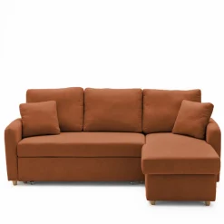 MATERA Canapé d'angle réversible convertible 3 places en tissu avec coffre