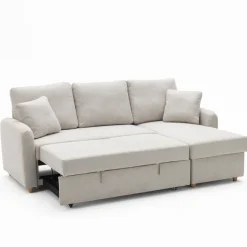 MATERA Canapé d'angle réversible convertible 3 places en tissu avec coffre