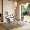 MATTHEO Table à manger 4 personnes ronde effet travertin et métal ø120cm