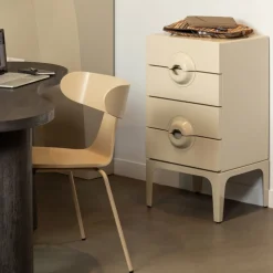 MERGE Petit meuble de rangement 4 tiroirs en bois et métal H89cm