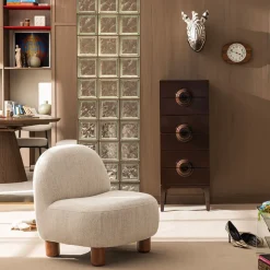 MERGE Petit meuble de rangement 6 tiroirs en bois et métal H120cm