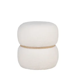 MILFORD Pouf rond en tissu bouclette ø38cm