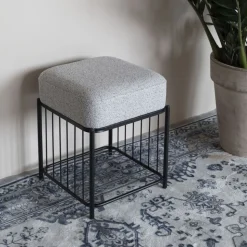 MILOU Tabouret carré en tissu et métal