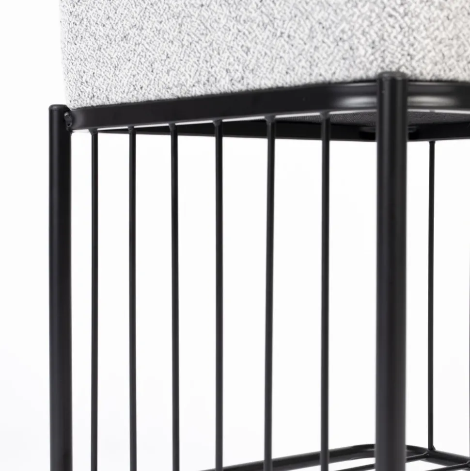 MILOU Tabouret carré en tissu et métal