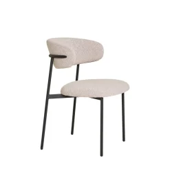 MIRA Lot de 2 chaises en tissu bouclette et métal