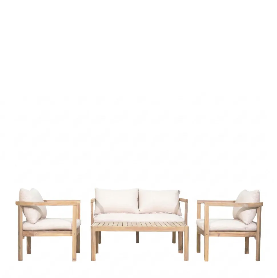 MIRANA Salon de jardin 4 personnes en bois d'acacia