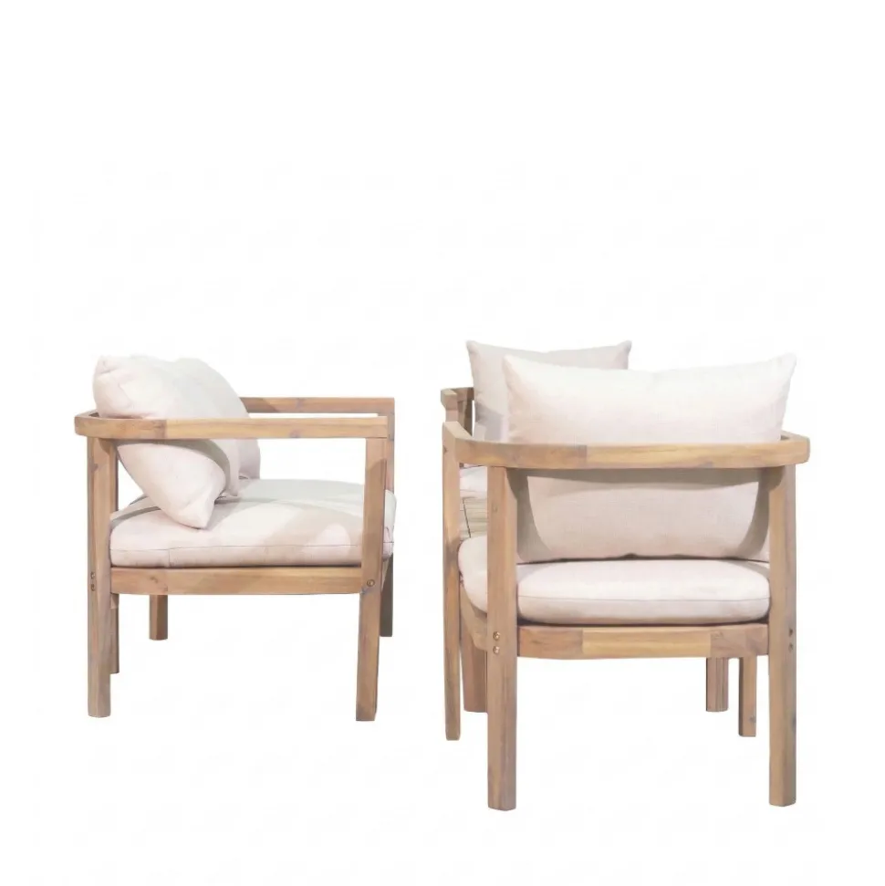 MIRANA Salon de jardin 4 personnes en bois d'acacia