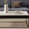 MIXO Table basse en effet travertin et métal 110x50cm