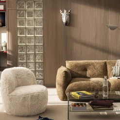 MO Fauteuil rond en fausse fourrure
