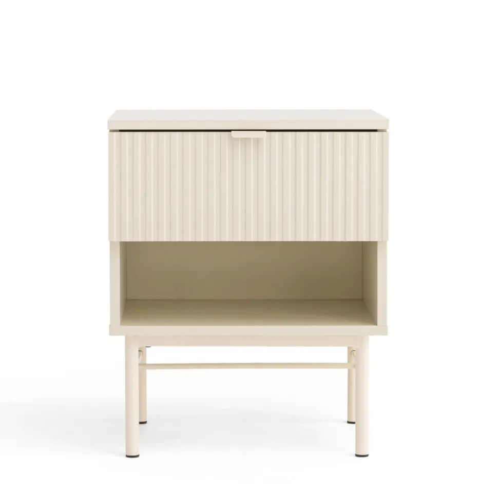 MOLLY Table de chevet 1 tiroir, 1 niche en bois et métal