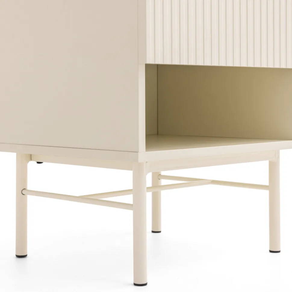 MOLLY Table de chevet 1 tiroir, 1 niche en bois et métal