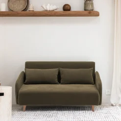 MONICA Canapé convertible 2 places en tissu chenille L140cm
