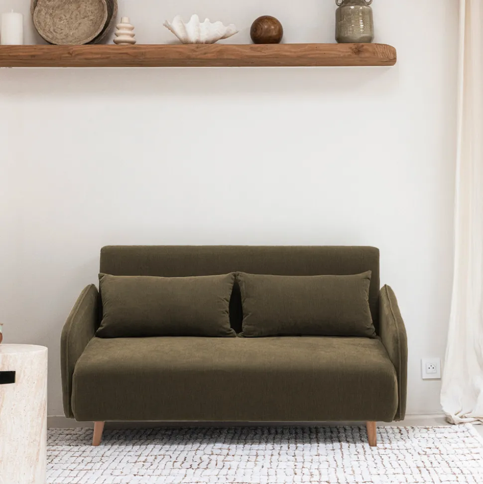 MONICA Canapé convertible 2 places en tissu chenille L140cm