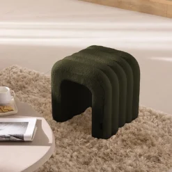 MUI Tabouret rembourré en tissu bouclette