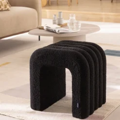 MUI Tabouret rembourré en tissu bouclette