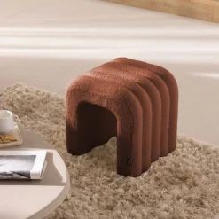 MUI Tabouret rembourré en tissu bouclette