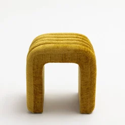 MUI Tabouret rembourré en tissu chenille