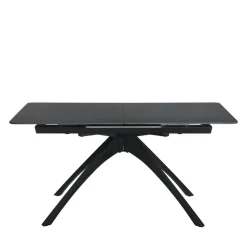 MYSTARA Table à manger extensible 6 à 8 personnes en céramique et métal 150-200x85cm