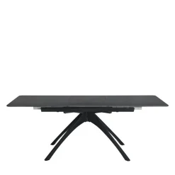 MYSTARA Table à manger extensible 6 à 8 personnes en céramique et métal 150-200x85cm