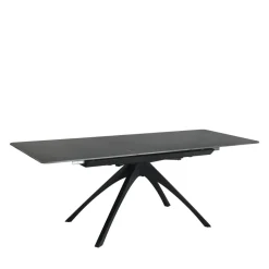 MYSTARA Table à manger extensible 6 à 8 personnes en céramique et métal 150-200x85cm