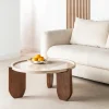 NADOR Table basse en marbre et bois massif ø80cm