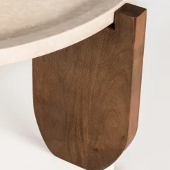 NADOR Table basse en marbre et bois massif ø80cm