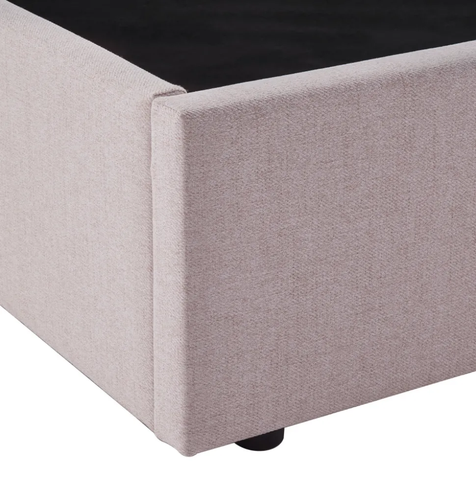 NAGOYA Lit coffre en tissu avec tête de lit ondulée 160x200cm