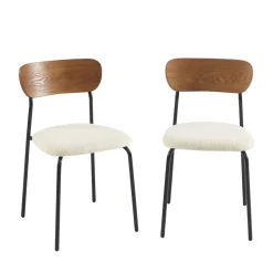 NALON Lot de 2 chaises en tissu bouclette et métal