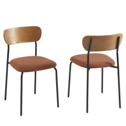 NALON Lot de 2 chaises en tissu bouclette et métal