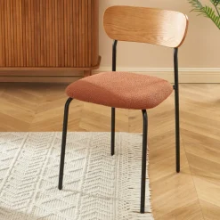 NALON Lot de 2 chaises en tissu bouclette et métal