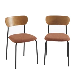 NALON Lot de 2 chaises en tissu bouclette et métal